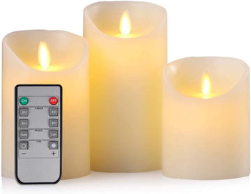 Real Wax Ivory LED Candle Set - Ø3"xH4"5"6"