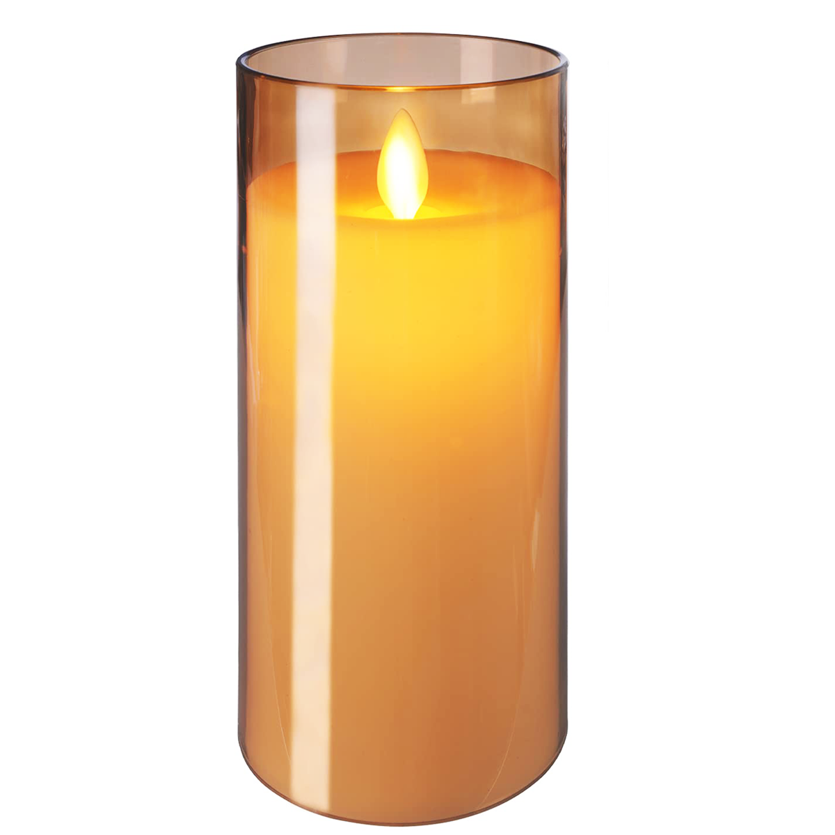 Acrylic Glass Gold LED Single Candle - Ø3"xH6"