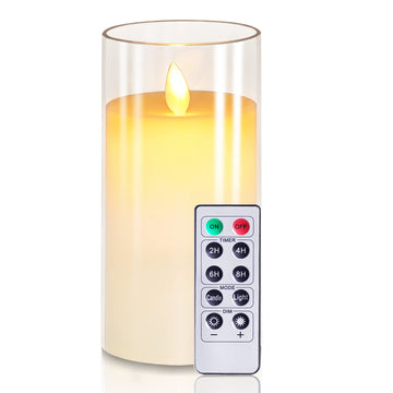 Acrylic Glass White LED Single Candle - Ø3"xH6"